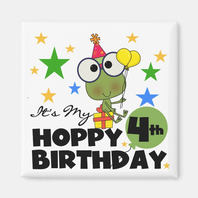 Hoppy Frog 4th Birthday T-shirts and Gifts Magnet (Front)
