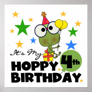 Hoppy Frog 4th Birthday T-shirts and Gifts Poster