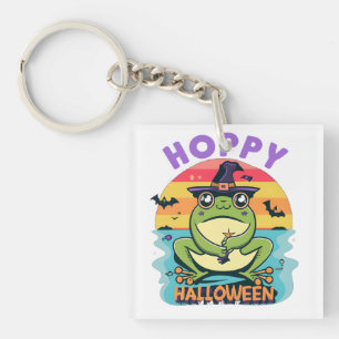 Hoppy Halloween, Adorable Cute Cartoon Frog Key Ring