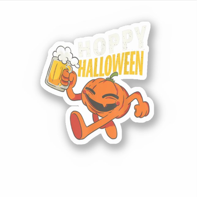 Hoppy Halloween  Beer Drinking Pumpkin Halloween  (Front)