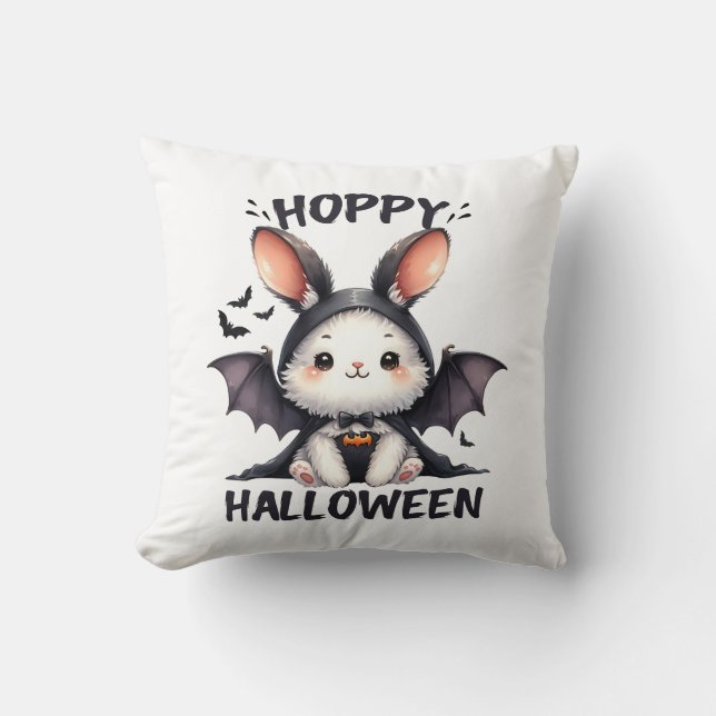 Hoppy Halloween Bunny Rabbit Cushion (Front)