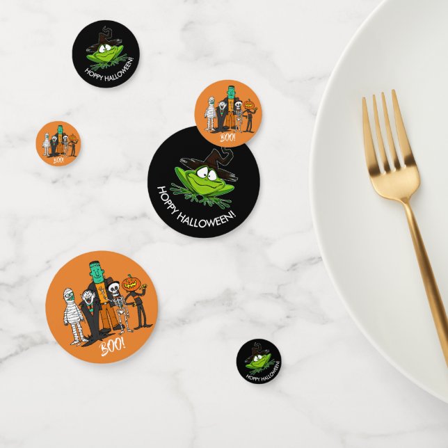 Hoppy Halloween Frog and Monsters ID221 Confetti (Group)