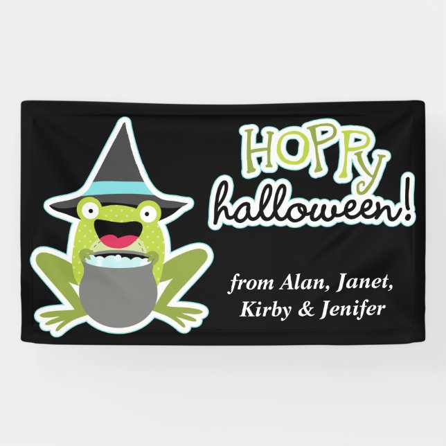 Hoppy Halloween Frog Personalised Banner (Horizontal)