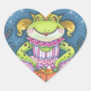 HOPPY HALLOWEEN FROG STICKERS SHEET Heart