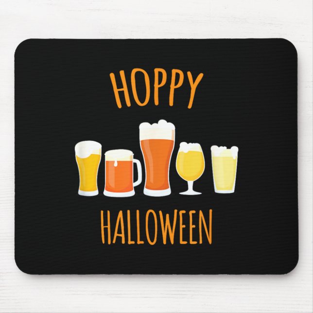 Hoppy Halloween - Funny Halloween Beer Drinking Mouse Pad (Front)