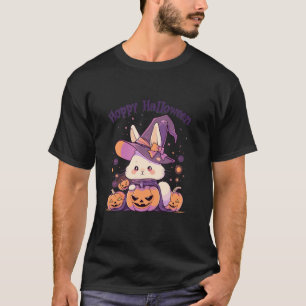 Hoppy Halloween Happy Pun Bunny Rabbit Witch Costu T-Shirt