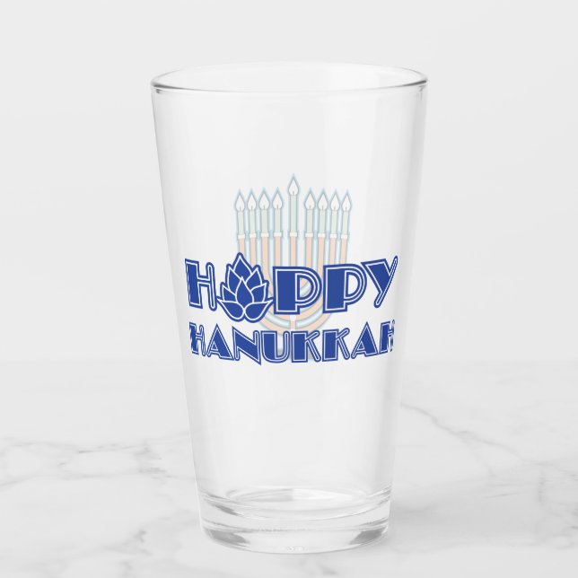 Hoppy Hanukkah Glass (Front)