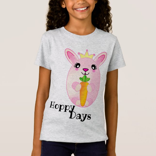 Hoppy Happy Day Bunny Fluffy Cute Tail Animal T-Shirt (Front)
