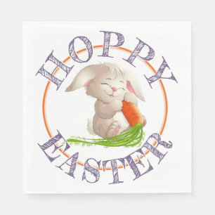 Hoppy Happy Easter Bunny Motif Napkin