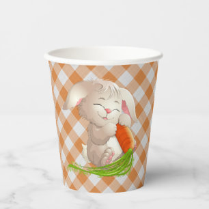 Hoppy Happy Easter Bunny Orange Gingham Pattern Pa Paper Cups