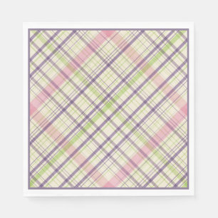 Hoppy Happy Easter Bunny Stripes And Plaid Pattern Napkin