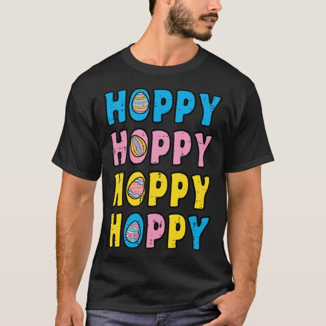 Hoppy Happy Easter Retro Spring Men Women Kids Tod T-Shirt (Front)