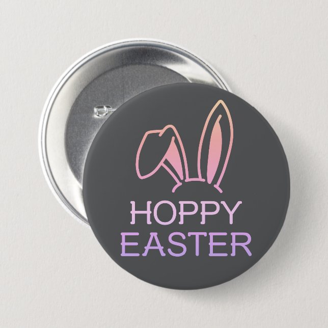 Hoppy Hare Pastel Easter Button (Front & Back)