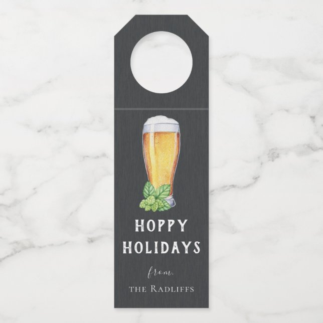 Hoppy Holidays Chalkboard Bottle Hanger (Front)