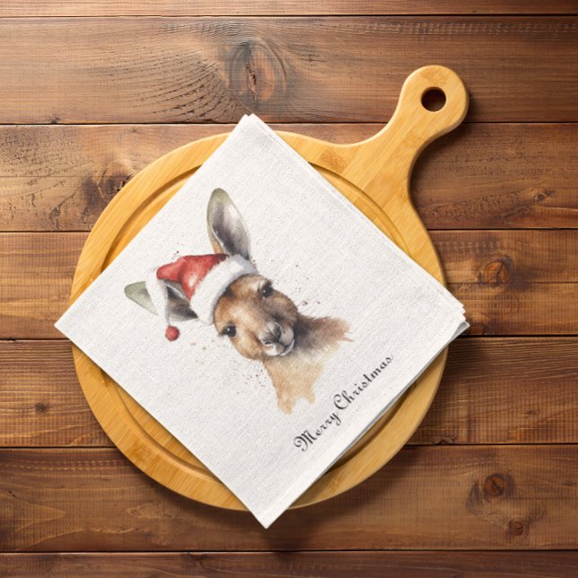 Hoppy Holidays, Christmas Kangaroo custom Napkin (Creator Uploaded)