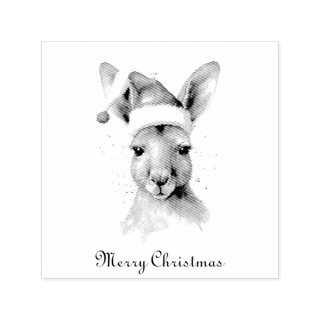 Hoppy Holidays, Christmas Kangaroo custom Self-inking Stamp (Design)