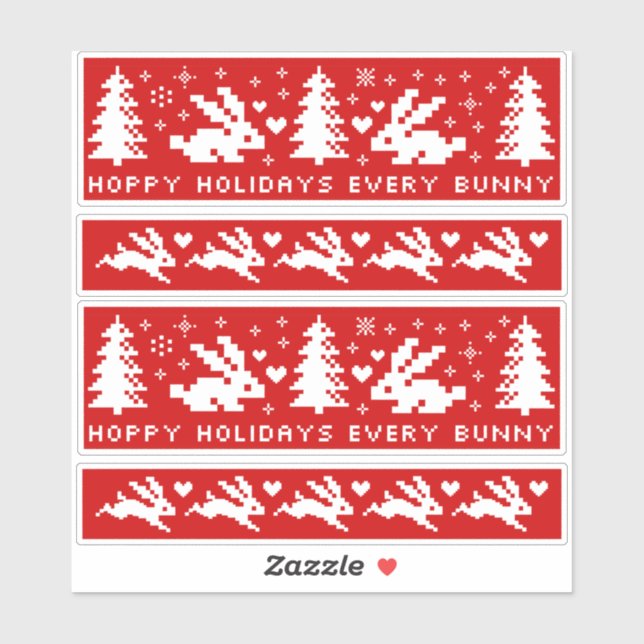 Hoppy Holidays Every Bunny Cute Rabbits Stickers (Sheet)