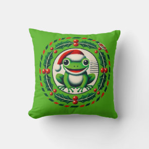 Hoppy Holidays Frog Christmas Cushion
