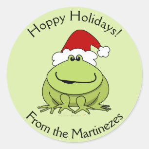 Hoppy Holidays Frog Christmas Stickers Personalise