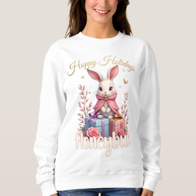 Hoppy Holidays – Honeybun Bunny Sweatshirt (Front)