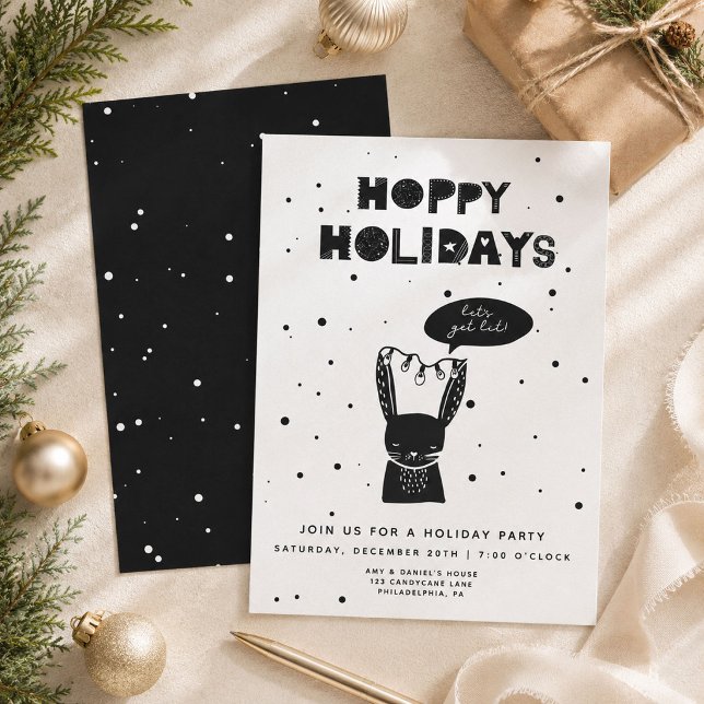 Hoppy Holidays Let's get lit Fun Party Invitation (Creator Uploaded)