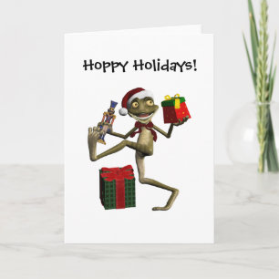 Hoppy Holidays Santa Frog Blank Card