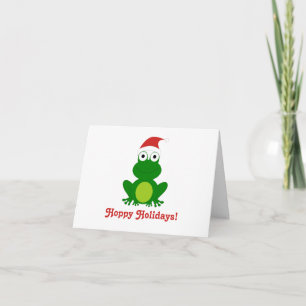 Hoppy Holidays Santa Frog Holiday Card