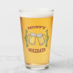 Hoppy HolidaysChristma Beer drinking glass design.
