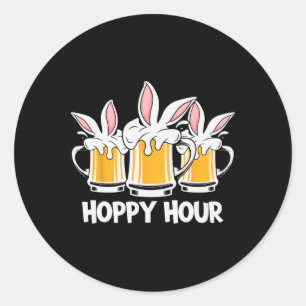 Hoppy Hour Funny Easter Beer Pints Bunny Ears Drin Classic Round Sticker