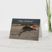 Hoppy Merry Christmas Kangaroo Red Santa Hat