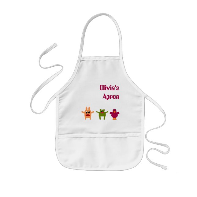 Hoppy Monsters Customisable Name Children Apron (Front)