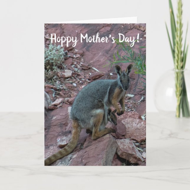 Hoppy Mothers Day Wallaby and Joey Card (Front)