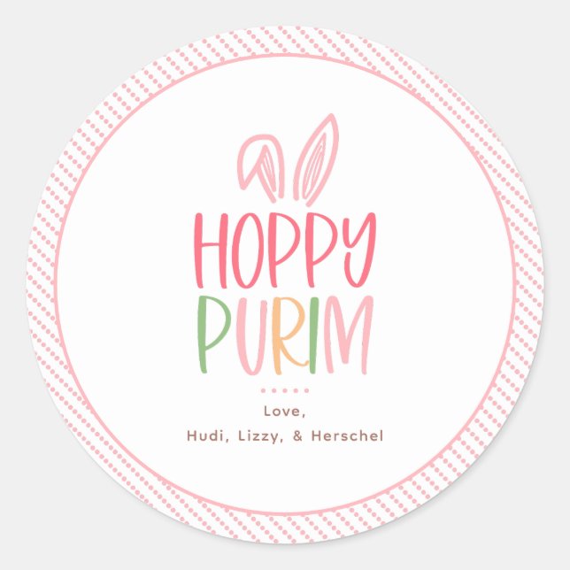 Hoppy Purim Bunny Ears Classic Round Sticker (Front)