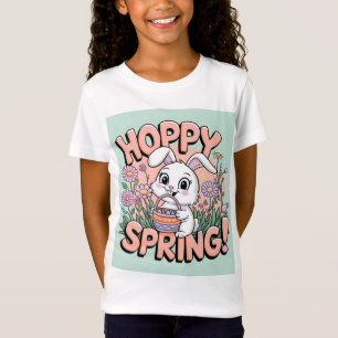 Hoppy Spring Bunny T-Shirt - Cute Easter Floral Gi