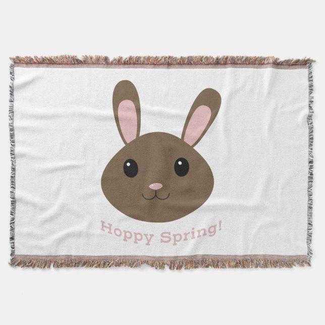 Hoppy Spring Bunny Throw Blanket (Front)
