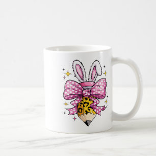 Hoppy Teacher Cute Coquette Bow Bunny Easter Day K Coffee Mug