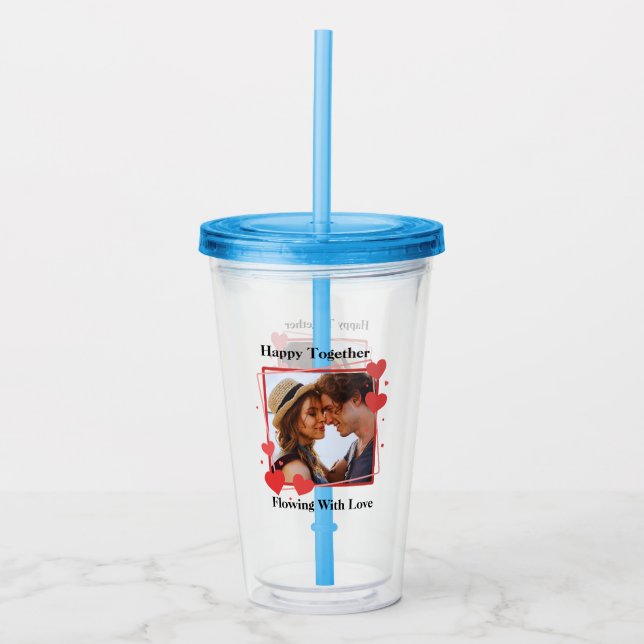 Hoppy Together Brewed For Love Heart photo frame Acrylic Tumbler (Front)