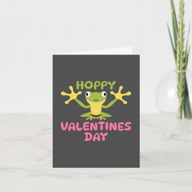 Hoppy Valentine's Day Cute Frog Card (Front)