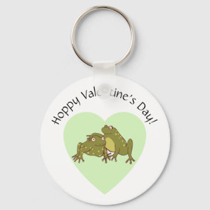 Hoppy Valentines Day Funny Cute Frogs In Love Key Ring