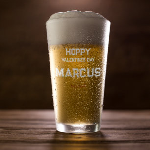 Hoppy Valentines   Monogram For Him Glass