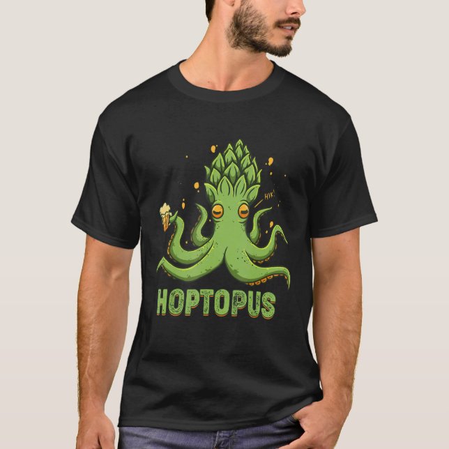 Hops Drunk Octopus Hotopus Drinking Beer for Beer  T-Shirt (Front)