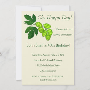 Hops Flowers Botanical Art Party Invitation