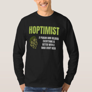 Hoptimist Graphic Green Hop Humour Craft Brew Fun T-Shirt
