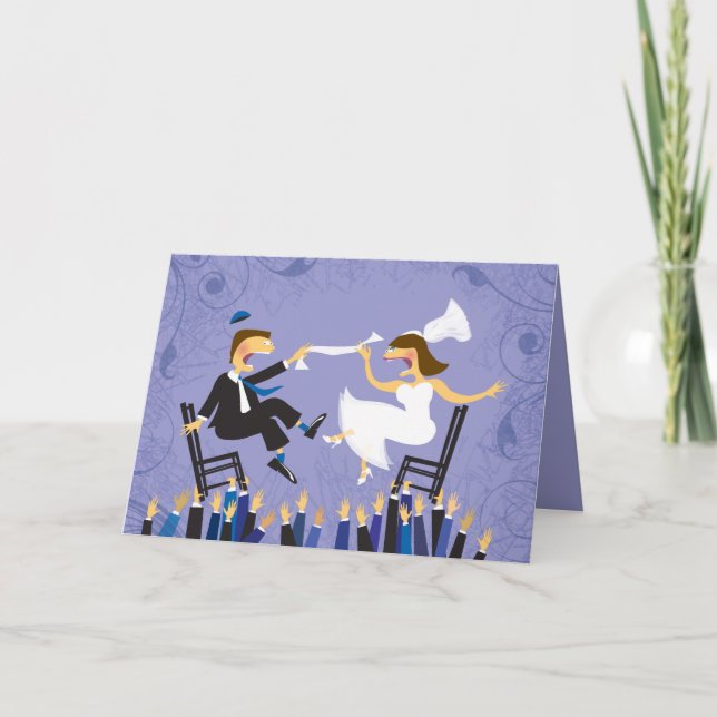 Hora Chair Dance Jewish Wedding Thank You Card (Front)