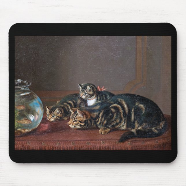 Horatio Henry Couldery , “ Cats by a fishbowl ” Mouse Pad (Front)