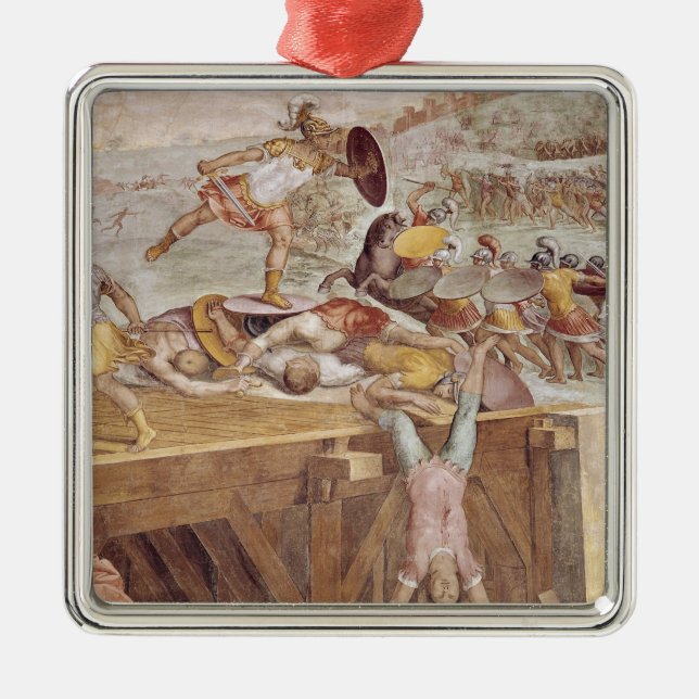 Horatius Cocles on the Sublician Bridge Metal Tree Decoration (Front)