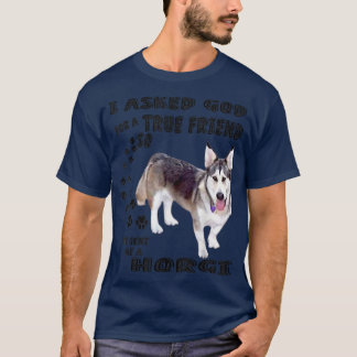 Horgi Quote Mum, Siberian Husky Corgi Dad Print, S T-Shirt