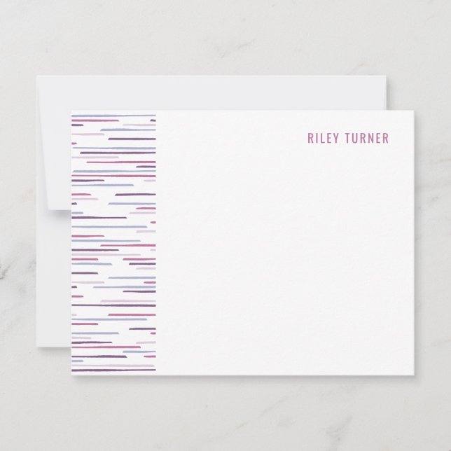 Horizon Lines Stationery Note Card - Fuchsia (Front)