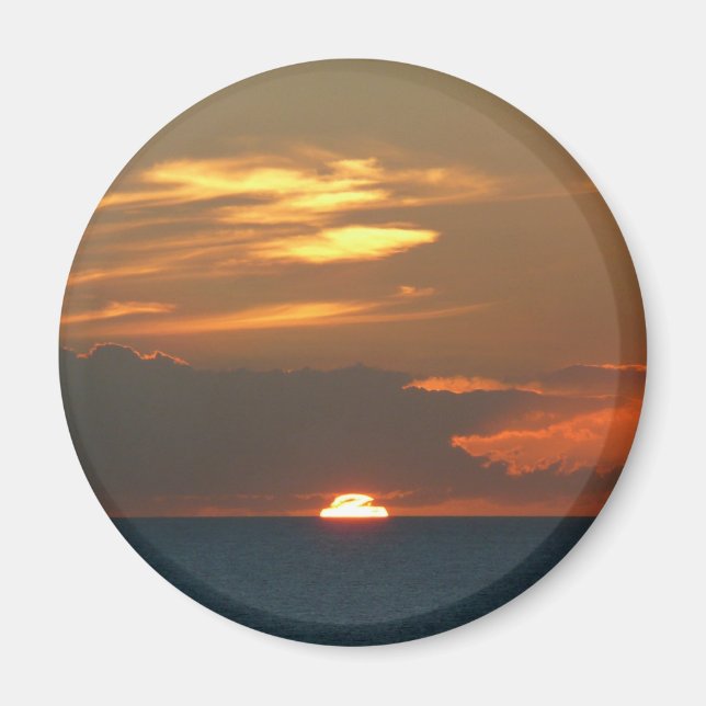 Horizon Sunset Colorful Seascape Photography Magnet (Front)