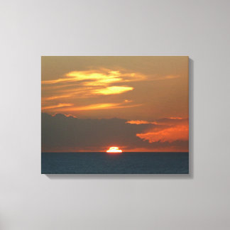 Horizon Sunset Colourful Seascape Photography Canvas Print